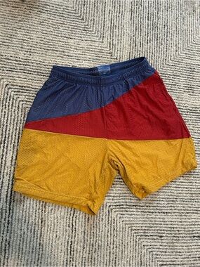 Nice Laundry Mens Large Colorblock Mesh Athletic Shorts Nylon Micromodal Lined